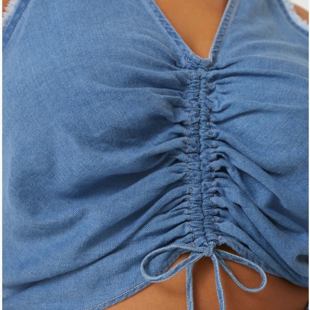 Blue Ruched Women's Top